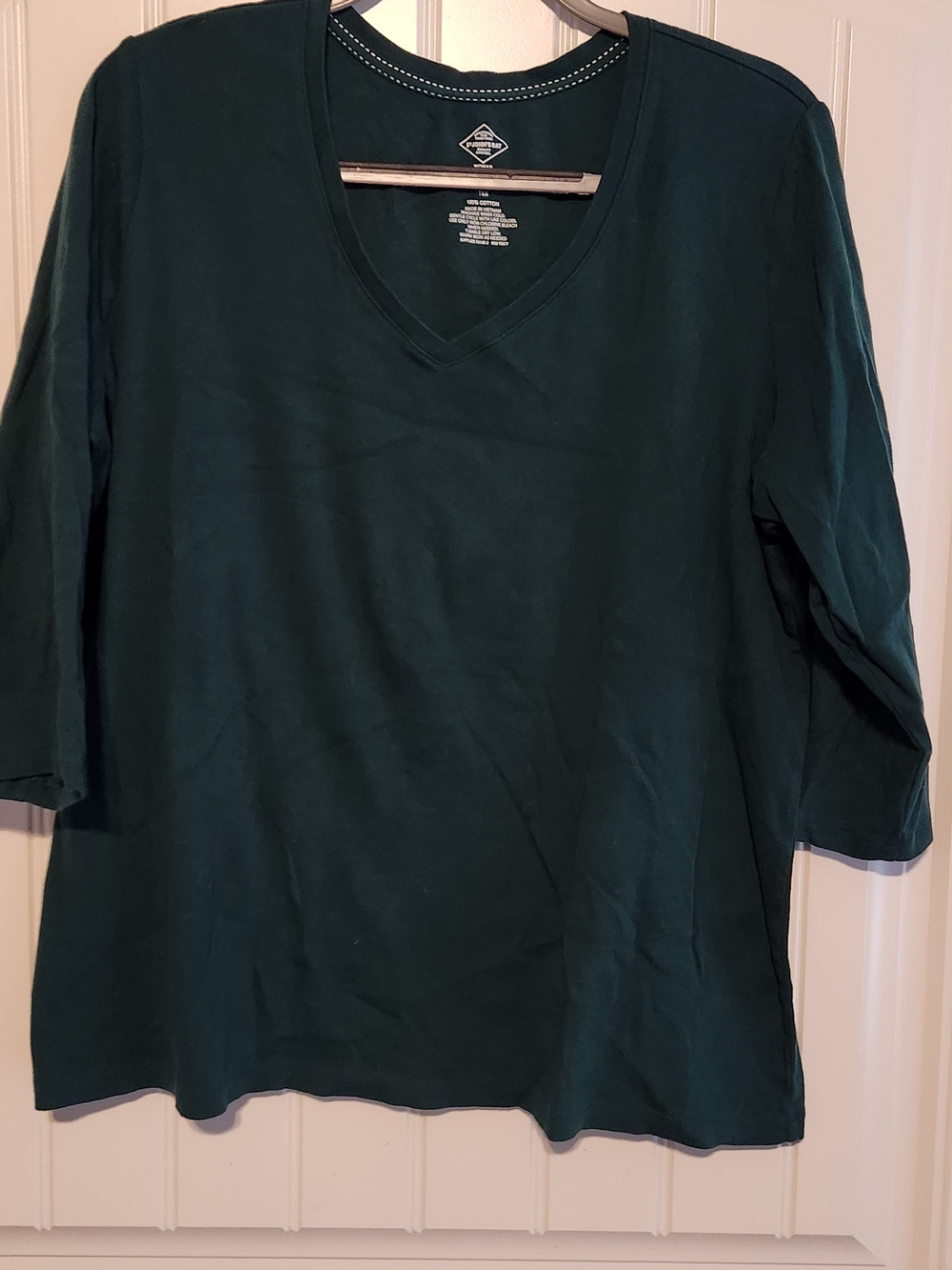 St. John's Bay Forest Green V-Neck Long Sleeve Tee